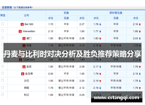 丹麦与比利时对决分析及胜负推荐策略分享